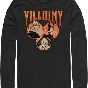 DISNEY Villains VILLAINY XXLT Black L/S T-Shirt Chest: 52" Mens NEW Ursula 2XLT